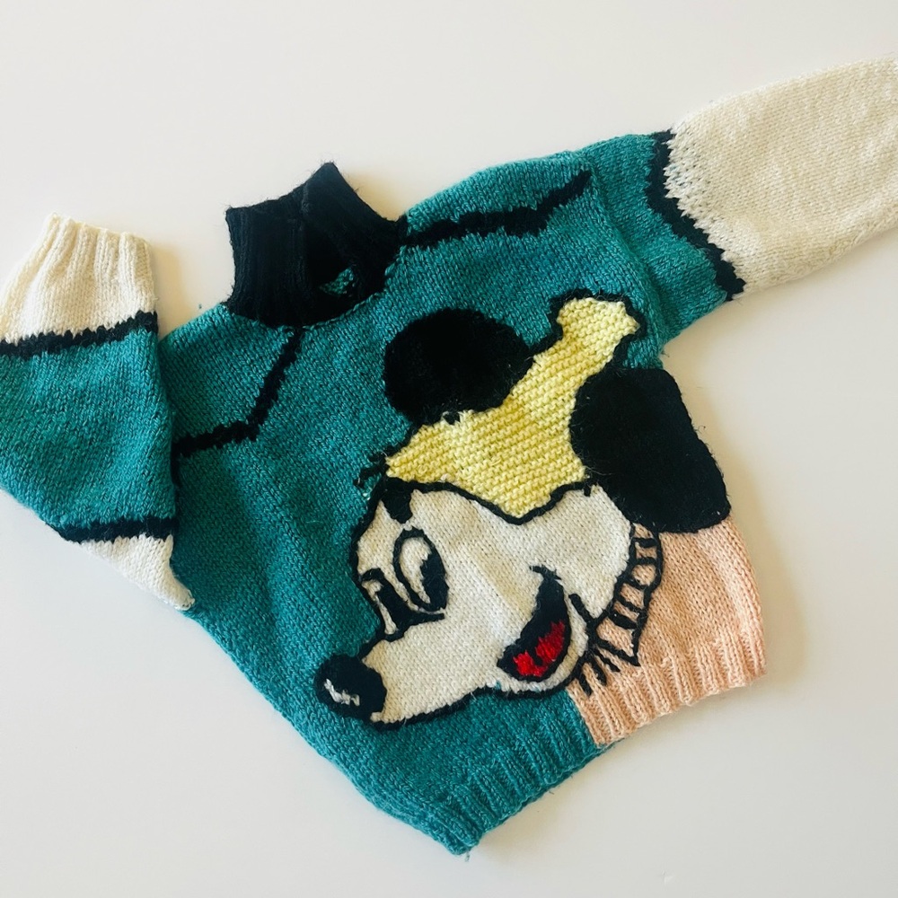 Vintage one of a kind Mickey Mouse Hand Made Knit Sweater